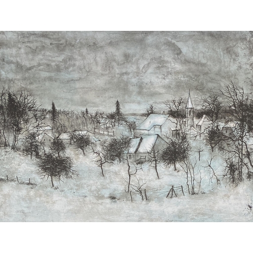 937 - Bernard Gantner, (French 1928-2018), etching of a French village in winter, signed and numbered 69/7... 