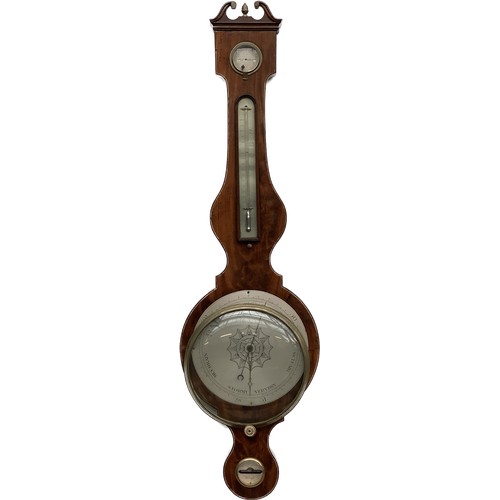 920 - A 19th century mahogany cased barometer, 107cmL