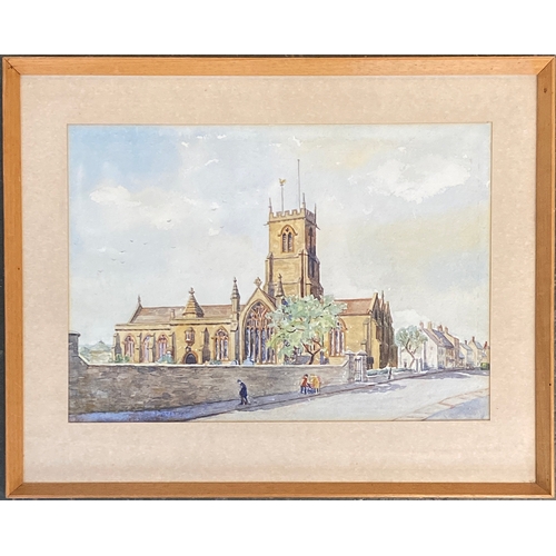 980 - Local interest: 20th century watercolour of St. Mary's Church, Bridport, 19x28cm