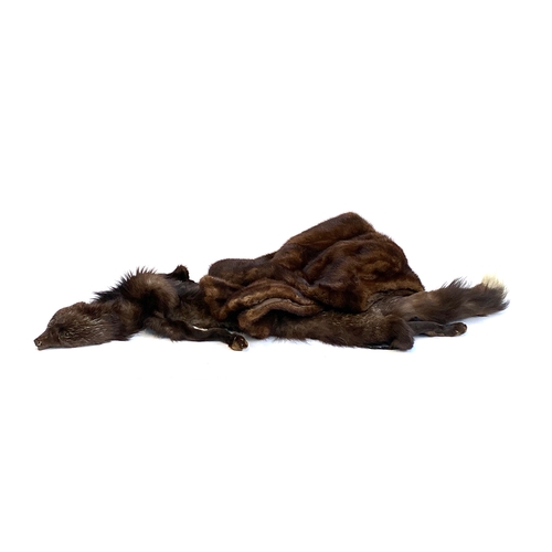 573 - A Fortnum and Mason mink shawl, together with a full mink stole with head