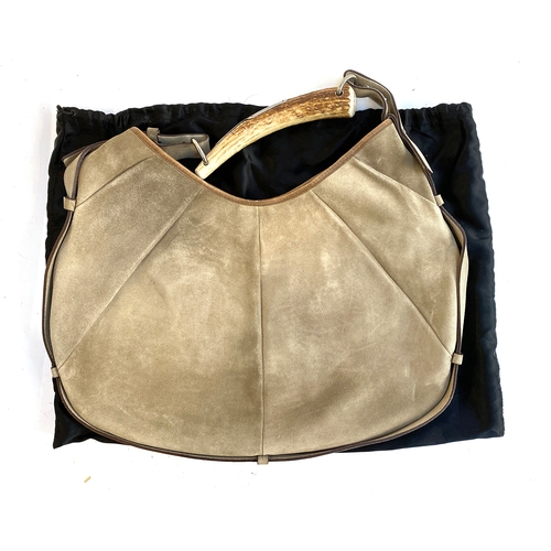 583 - An Yves Saint Laurent Rive Gauche Hobo suede and horn handbag, with black dust bag, 45cmW