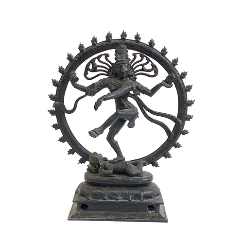 588 - A cast metal figure of the Hindu god Nataraja, 38cmH