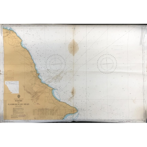 1017 - Whitby to Flamborough Head Admiralty chart. Scale 1:75000 at lat 54°00'. Printed July 1990.