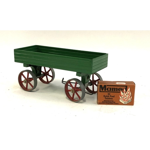 640 - A Mamod T.E.1a steam tractor traction engine, boxed together with a wagon and fuel tablets, and two ... 