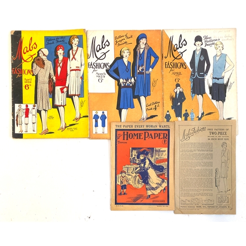 597 - Three 1920s Mabs fashion magazines, together with a 'The Ladies' Home Paper'