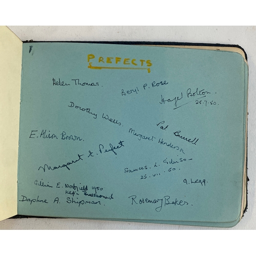 600 - A mid century autograph book containing various sketches and watercolours, belonging to Jean Robins,... 