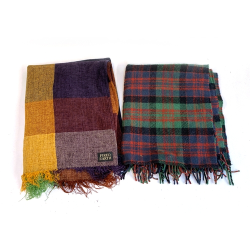 632 - A Fired Earth checkered blanket; together with a tartan wool blanket (2)