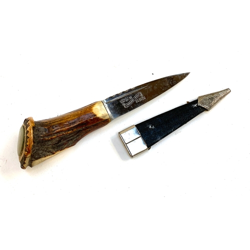 644 - A J Nowill & Sons Ltd. antler handled Skean-Dhu, the blade 9cmL, 18cmL overall