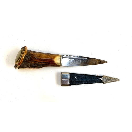 644 - A J Nowill & Sons Ltd. antler handled Skean-Dhu, the blade 9cmL, 18cmL overall