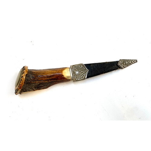 644 - A J Nowill & Sons Ltd. antler handled Skean-Dhu, the blade 9cmL, 18cmL overall