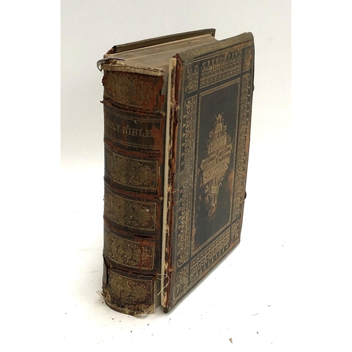 701 - BIBLE: a brass-bound Victorian bible. 'The Practical and Devotional Family Bible', Collins. Front bo... 