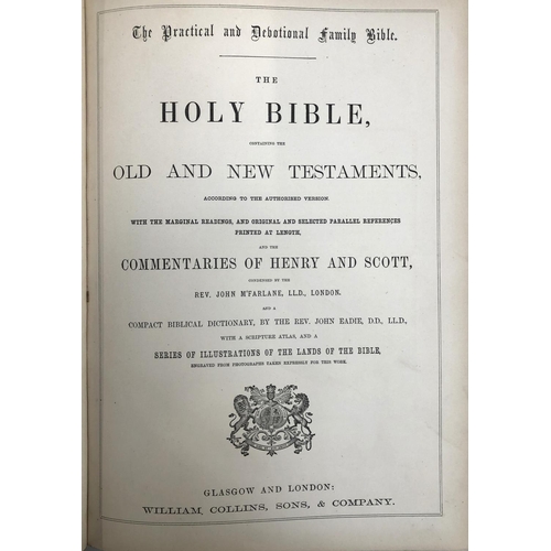 701 - BIBLE: a brass-bound Victorian bible. 'The Practical and Devotional Family Bible', Collins. Front bo... 