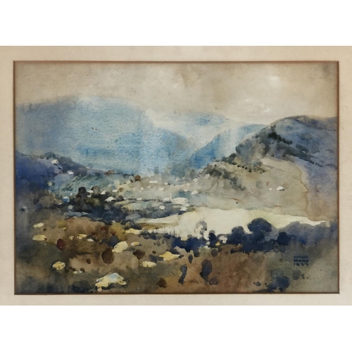 1070 - Vincent Brown (1901-2001), watercolour of the Blue Mountains, Australia, signed and dated 1927, 26x3... 