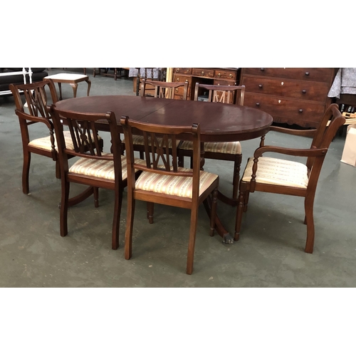 1286 - A modern D end dining table; together with six chairs