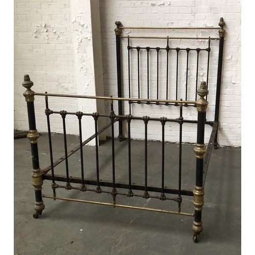 1544 - A brass and iron king sized bed (af), the foot 122cmH, the headboard approx. 165cmH