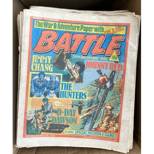 673 - A box containing a large quantity of Battle comics, circa 1980s