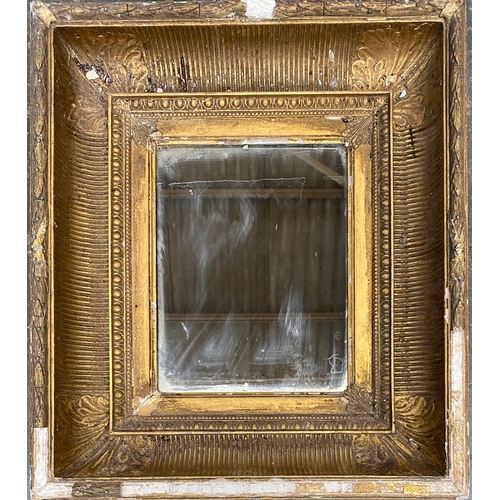 966 - A gilt gesso picture frame, with later mirrored plate, 49x42cm overall