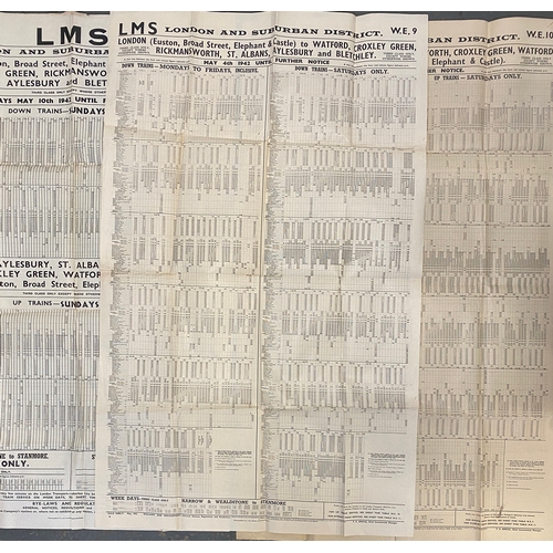 563 - London transport interest: Three early 20th century LMS London and Suburban District transport timet... 