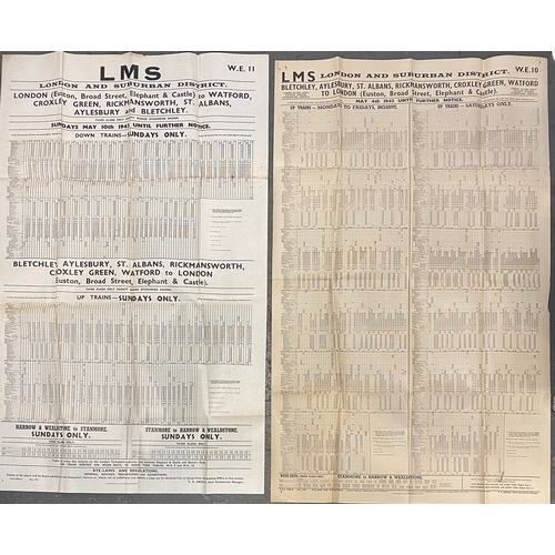 563 - London transport interest: Three early 20th century LMS London and Suburban District transport timet... 