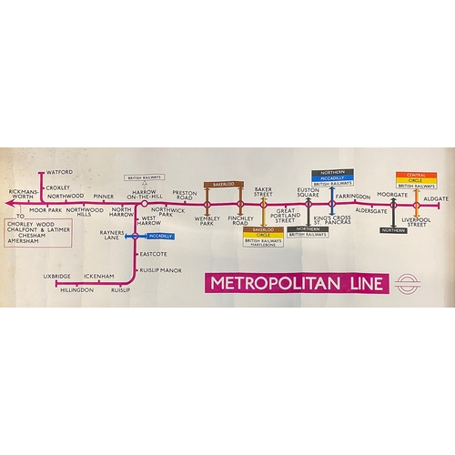 566 - London transport interest: Metropolitan Line route map, printed by Waterlow Sons, London & Dunstable... 