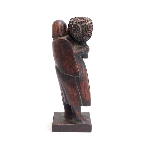 502 - A 20th century abstract carved wood sculpture, signed to base 'Abravia'(?), 38cmH