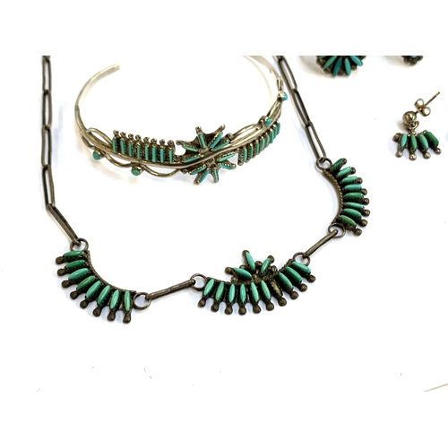 32 - A quantity of Native American style silver and turquoise jewellery including necklace, bangle, earri... 