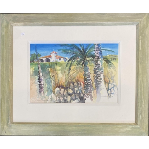 993 - 'Farmhouse Saint Louis, Menorca', watercolour by Terry Whitworth, 35x35cm, together with 'Farmhouse ... 