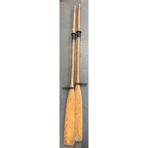 1550 - Two vintage wooden oars, 180cmL