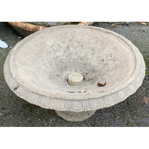 1160 - A wide composite stone planter on a low stand, 60cmD, 33cmH