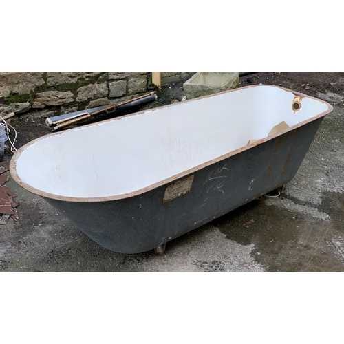 1167 - A Coalbrookdale cast iron and enamel bath, bears original label, 188x73x54cm; together with a fitted... 