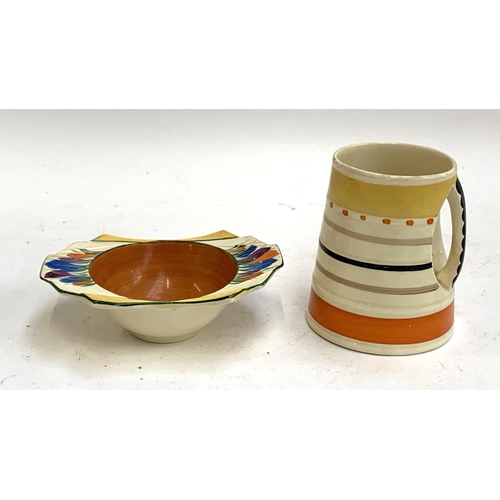 278 - A Clarice Cliff crocus bowl, 17cmW, together with a Susie Cooper tankard, 13cmH