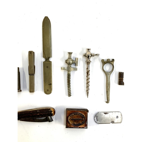 321 - A mixed lot of metal items to include steel scissors, one pair with sheath stamped A & N, Handy M.P ... 