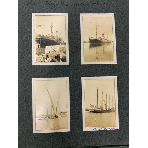 535 - An early 20th century photograph album c.1919 containing approx. 96 black and white photographs main... 