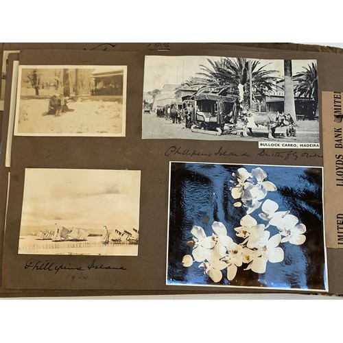 557 - An early 20th century photograph album c.1920 containing approx. 150 black and white photographs, po... 