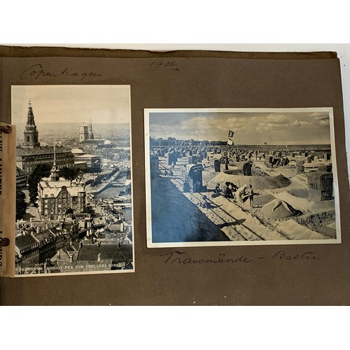 557 - An early 20th century photograph album c.1920 containing approx. 150 black and white photographs, po... 