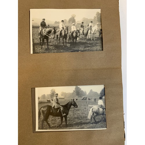 570 - A small photograph album containing 20 photographs. c.1930, mainly equestrian interest, to include B... 