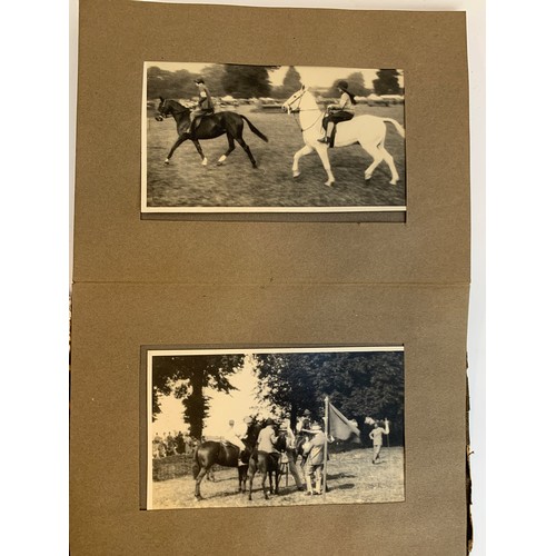 570 - A small photograph album containing 20 photographs. c.1930, mainly equestrian interest, to include B... 