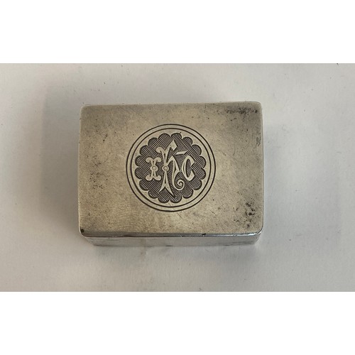 91 - A small Victorian snuff box, maker's mark C.C, Birmingham 1893, engraved with monogram, 4.5x3.3x1.5c... 