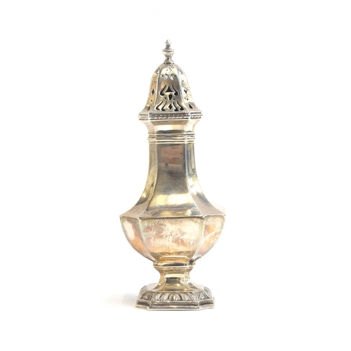 73 - A George V silver sugar caster, London 1932, 21cm high, 9.6ozt