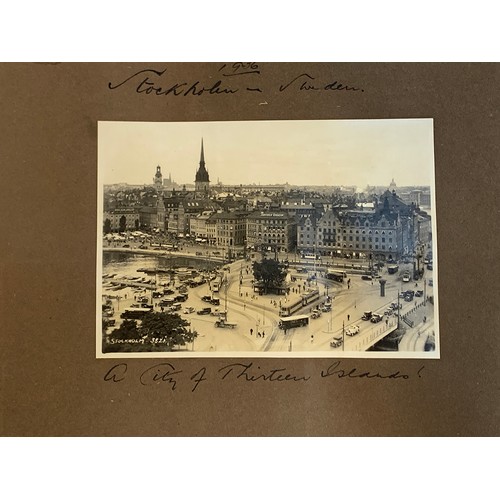 187 - An early 20th century photograph album c.1920 containing approx. 150 black and white photographs, po... 