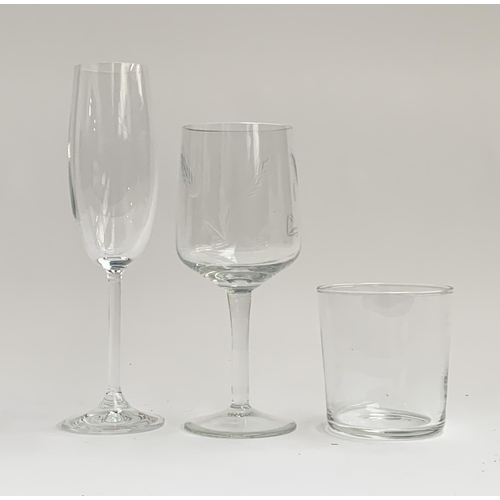 109 - A quantity of glasses to include champagne flutes (approx. 22), wine glasses with wheat design (4) a... 