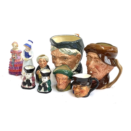 134 - A quantity of Toby jugs to include Doulton 'Granny', 16cmH; 'Arry'; Auld Mac' Bill Sykes etc