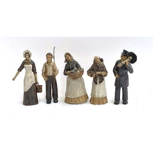 139 - A set of five studio pottery figures of peasants, the tallest 25cmH