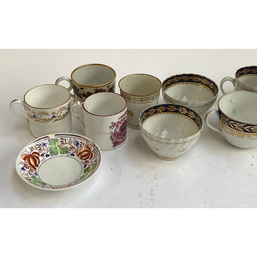 145 - A mixed lot of ceramics to include 18th century and later teawares, to include Minton, Spode, hand p... 