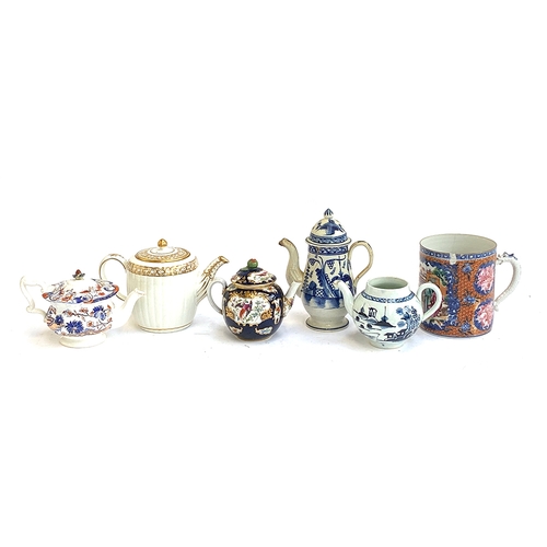 146 - A late 18th/early 19th century Chinese Mandarin mug, 13cmH; Booths china teapot; Worcester style tea... 