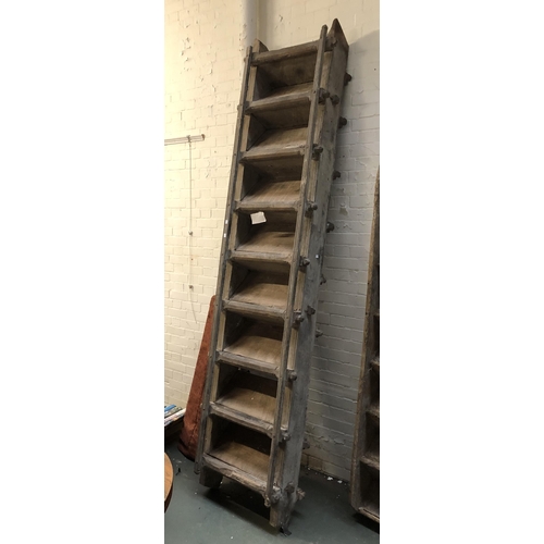 1065 - An impressive 19th century set of Indian hardwood steps/ladder, comprising nine steps, 290cmH