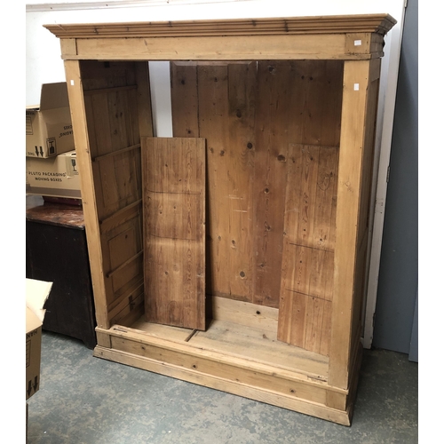 1081 - A 19th century stripped pine wardrobe, 151x63x179cmH