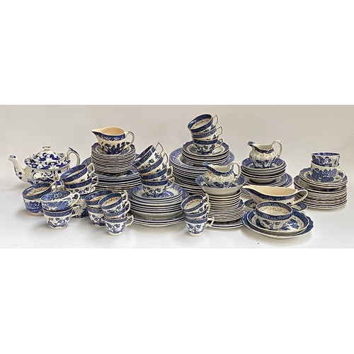 95 - A quantity of blue and white ceramics to include Booths 'Real Old Willow'; Woods Willow; Churchill; ... 