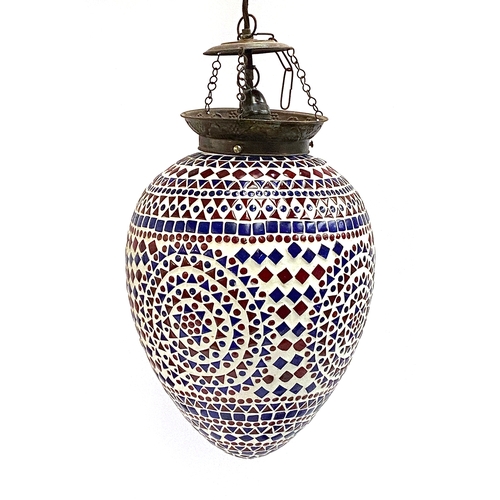 207 - Three Turkish style glass mosaic hanging ceiling lights, each approx. 38cmL