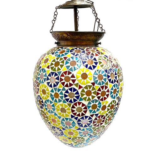 207 - Three Turkish style glass mosaic hanging ceiling lights, each approx. 38cmL